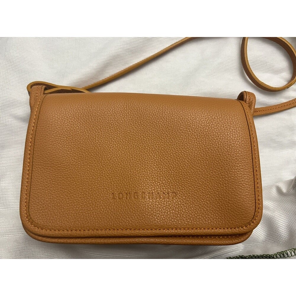NEW Longchamp Le Foulonné Leather Wallet Crossbody Bag Saffron / Mustard Yellow - Picture 3 of 8